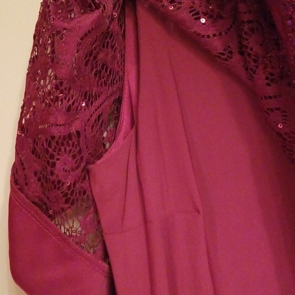 Wine red capped dress - Picture 6 of 7